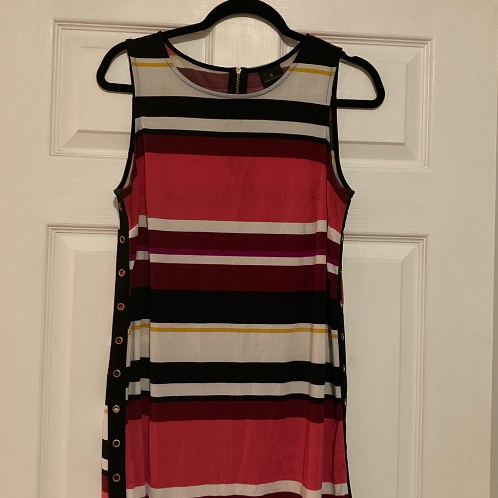 Striped Sleeveless Top - Red, Black, White
